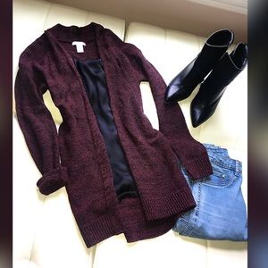 Maroon and black pullover sweater